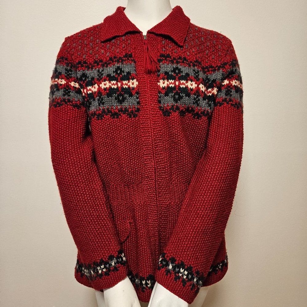 Rare Vintage Ralph Lauren Fair Isle Worsted Wool Zip-Up